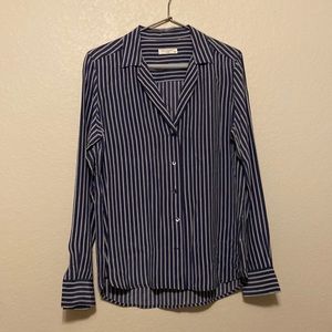 Equipment striped button-down silk top
